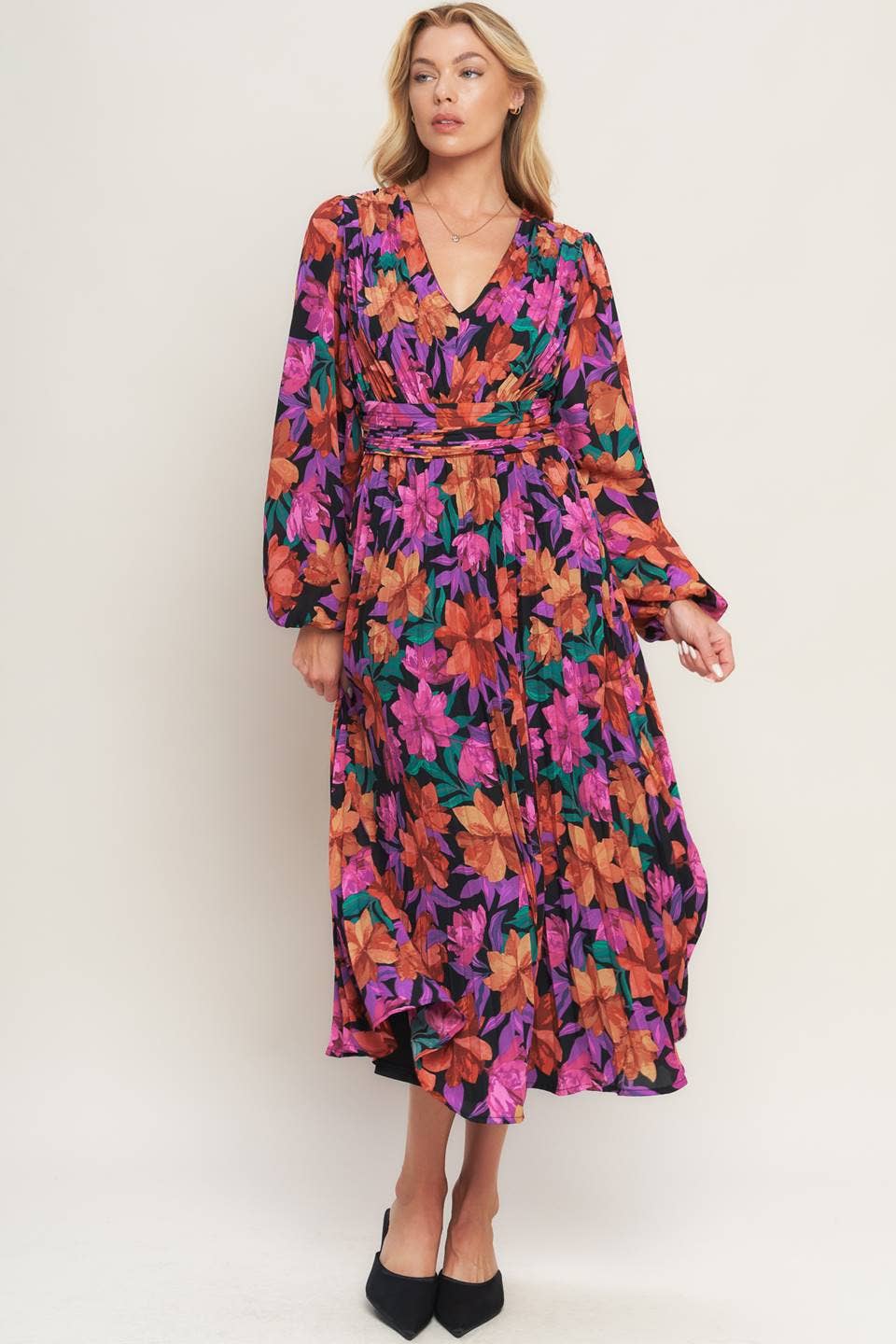 A printed woven midi dress - ID20537