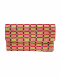 PINK & GREEN WEAVE BEADED CLUTCH