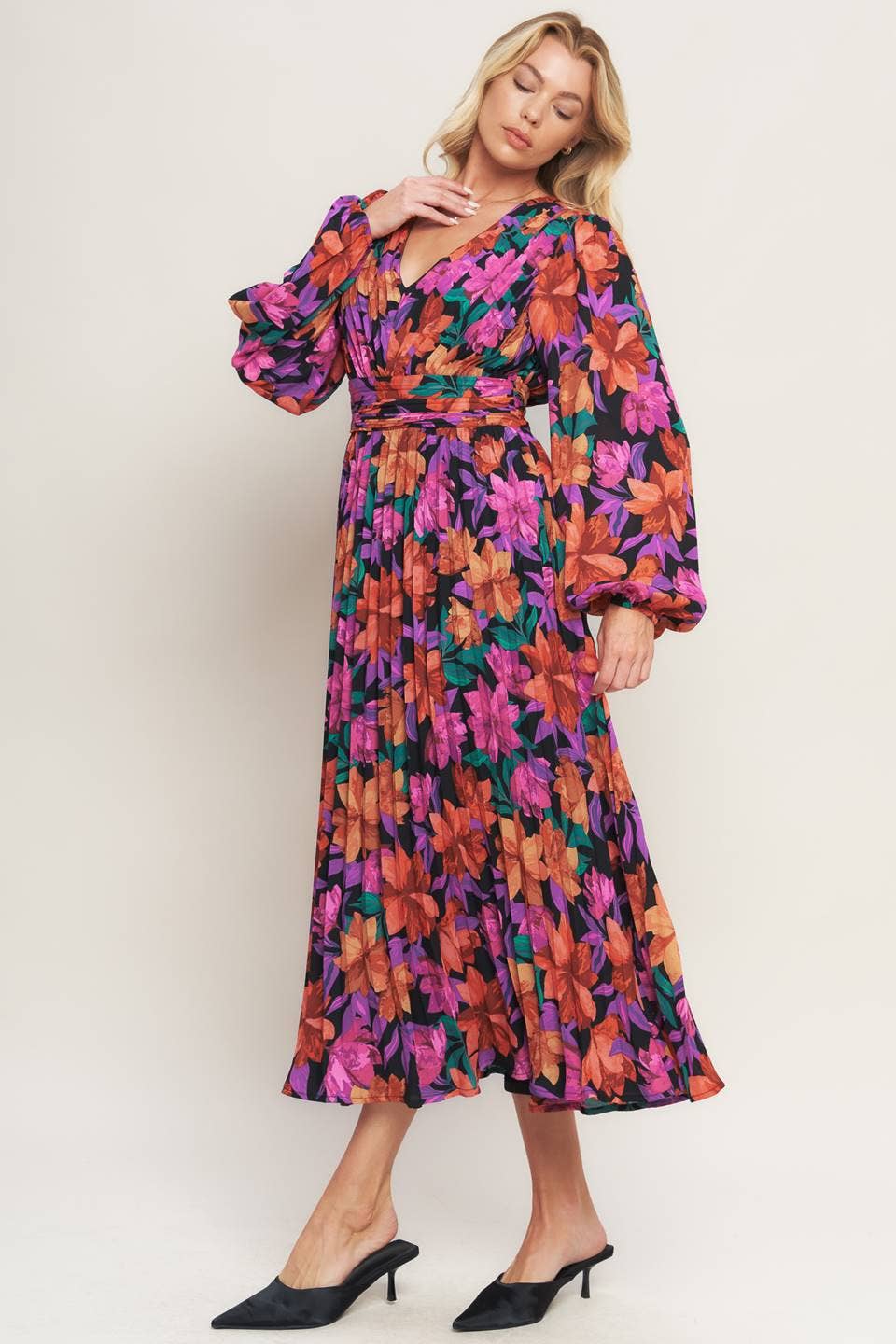 A printed woven midi dress - ID20537