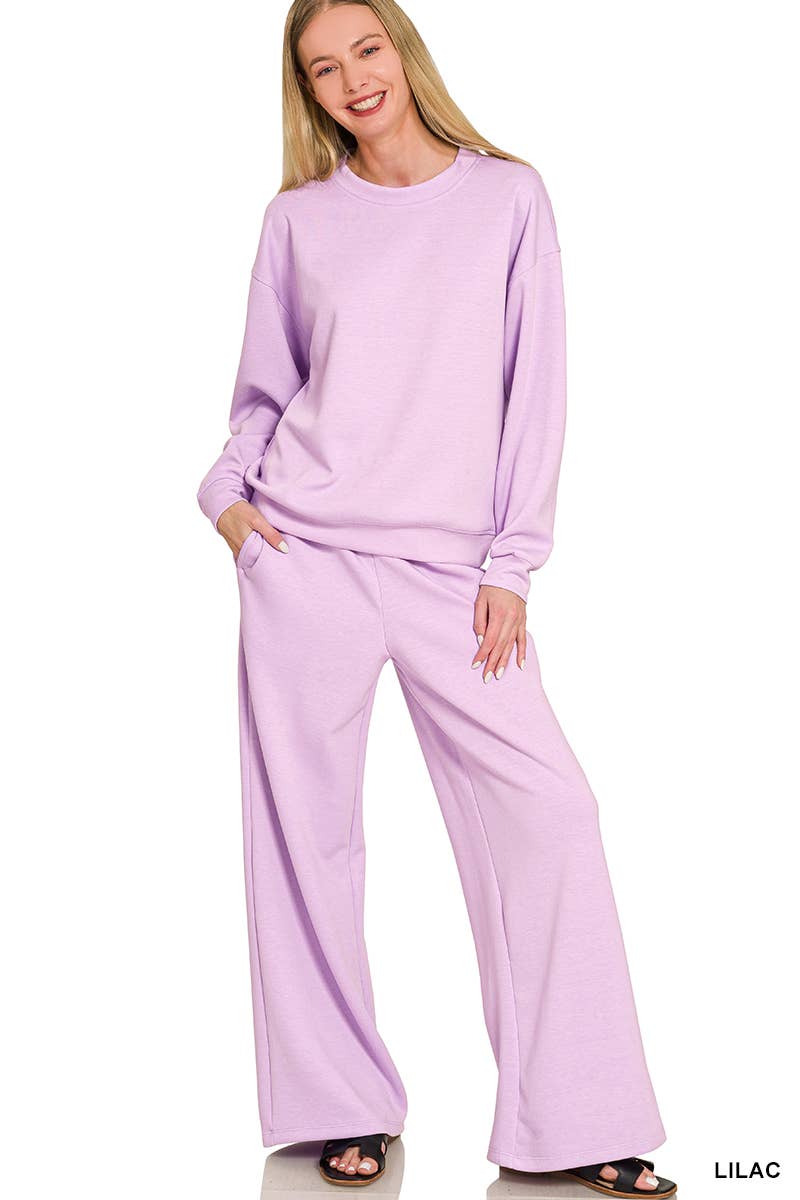 Scuba Crewneck Pullover & Pants 2 Piece Set - Zenana