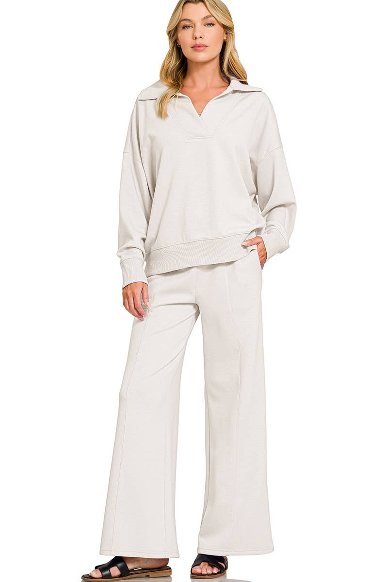 Scuba Collared Pullover & Pants Set SI-29801 Zenana