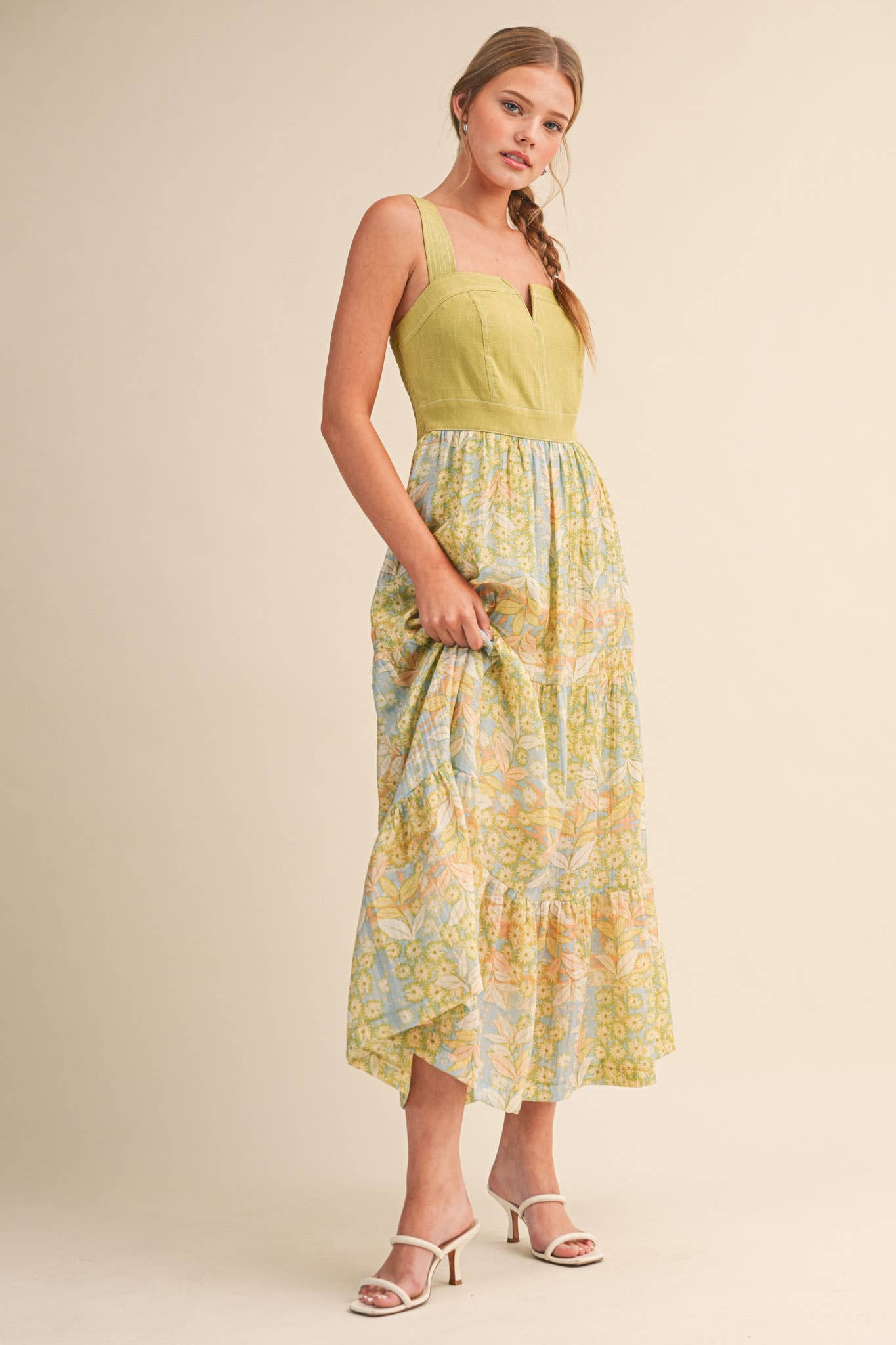 EXCLUSIVE FLORAL PRINT TIERED MIDI DRESS MDR4062