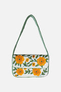 Golden Flowers Double Sided Beaded Shoulder Bag