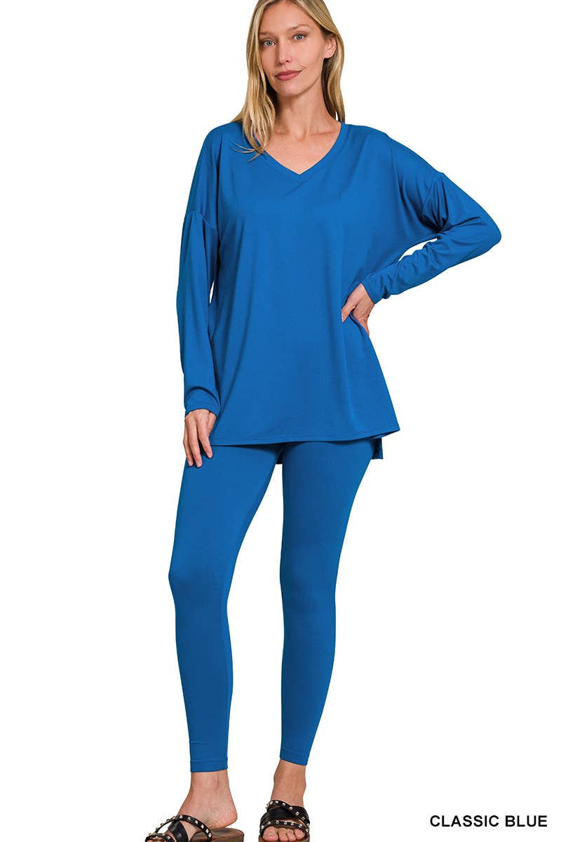 Brushed Dty Microfiber Loungewear Set - Zenana
