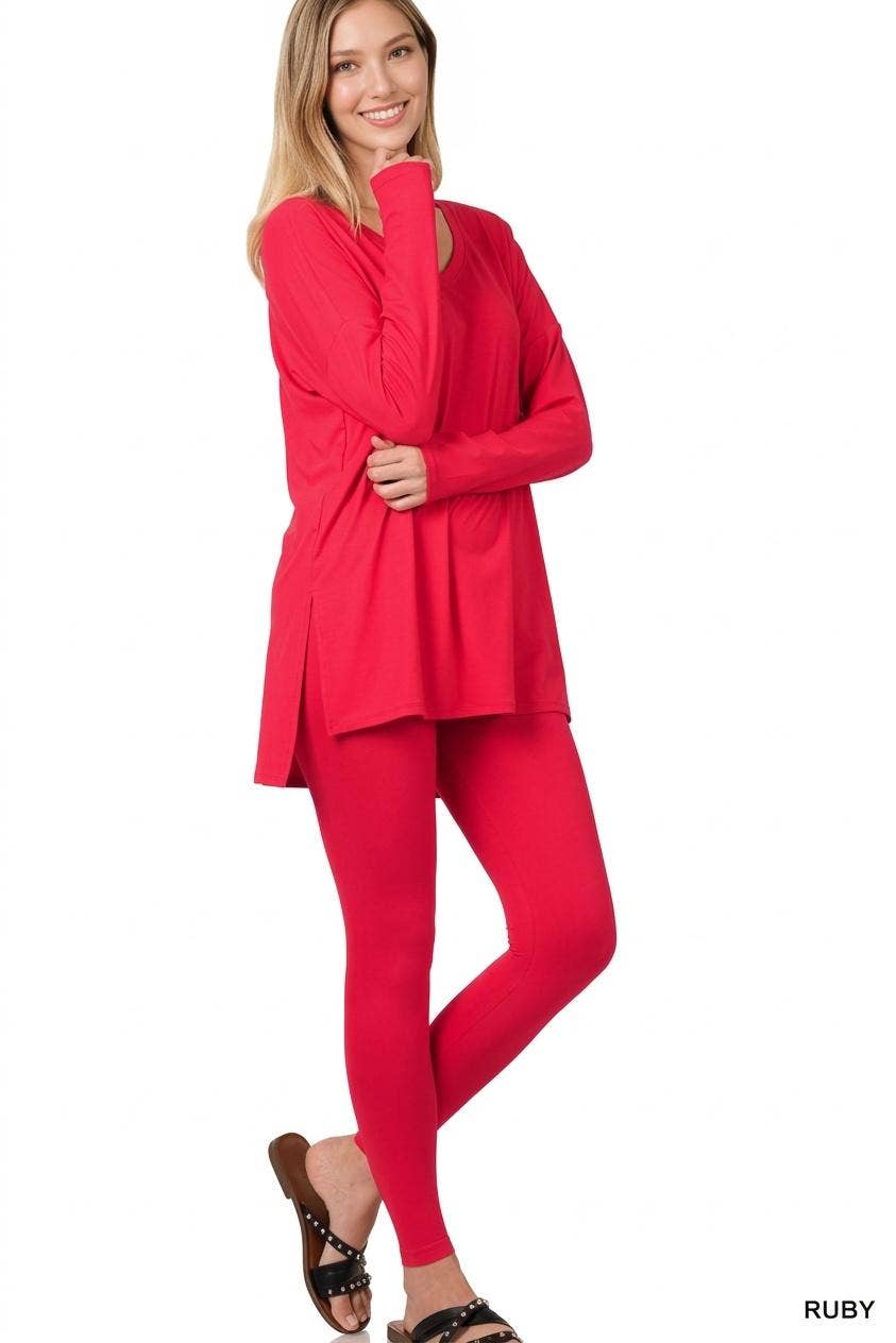 Brushed Dty Microfiber Loungewear Set - Zenana