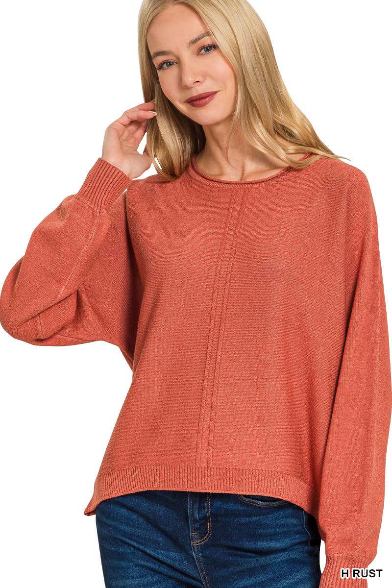 `Viscose Front Seam Sweater Zenana