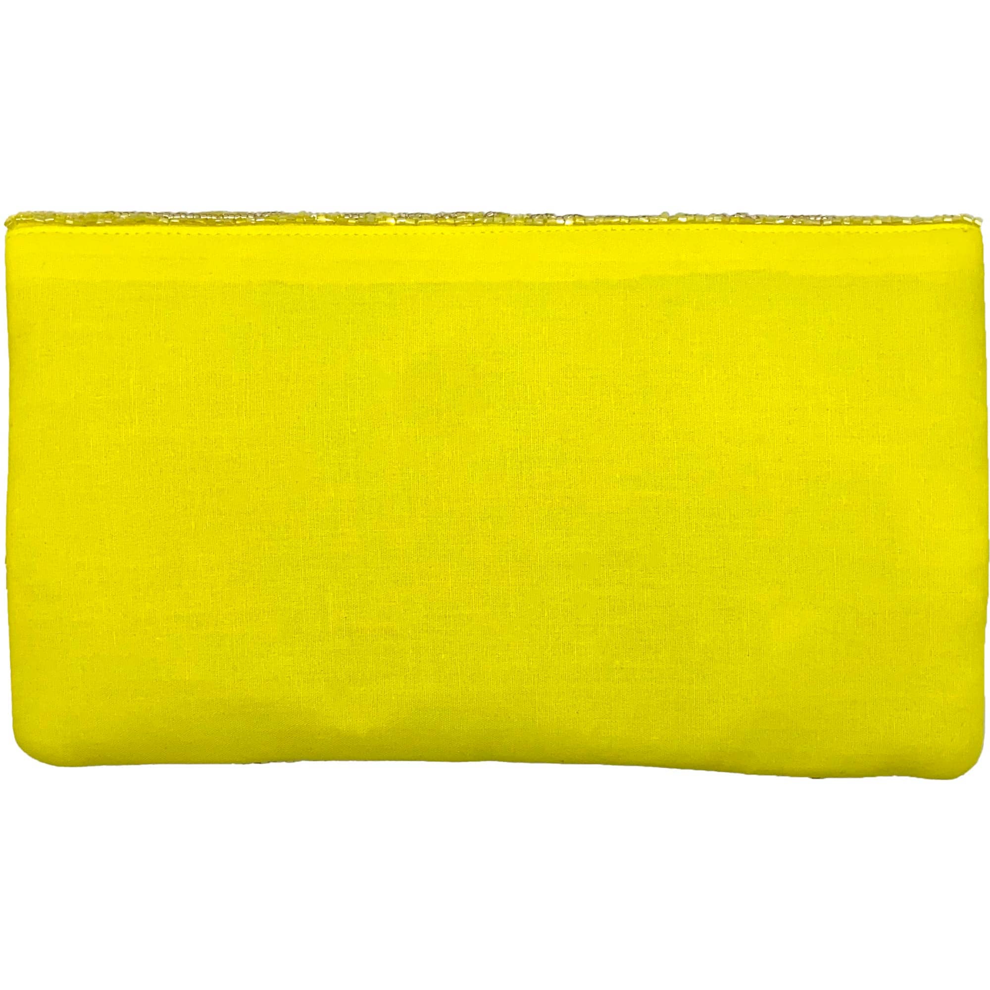 YELLOW FLORAL BEADED CLUTCH