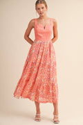 EXCLUSIVE FLORAL PRINT TIERED MIDI DRESS MDR4062