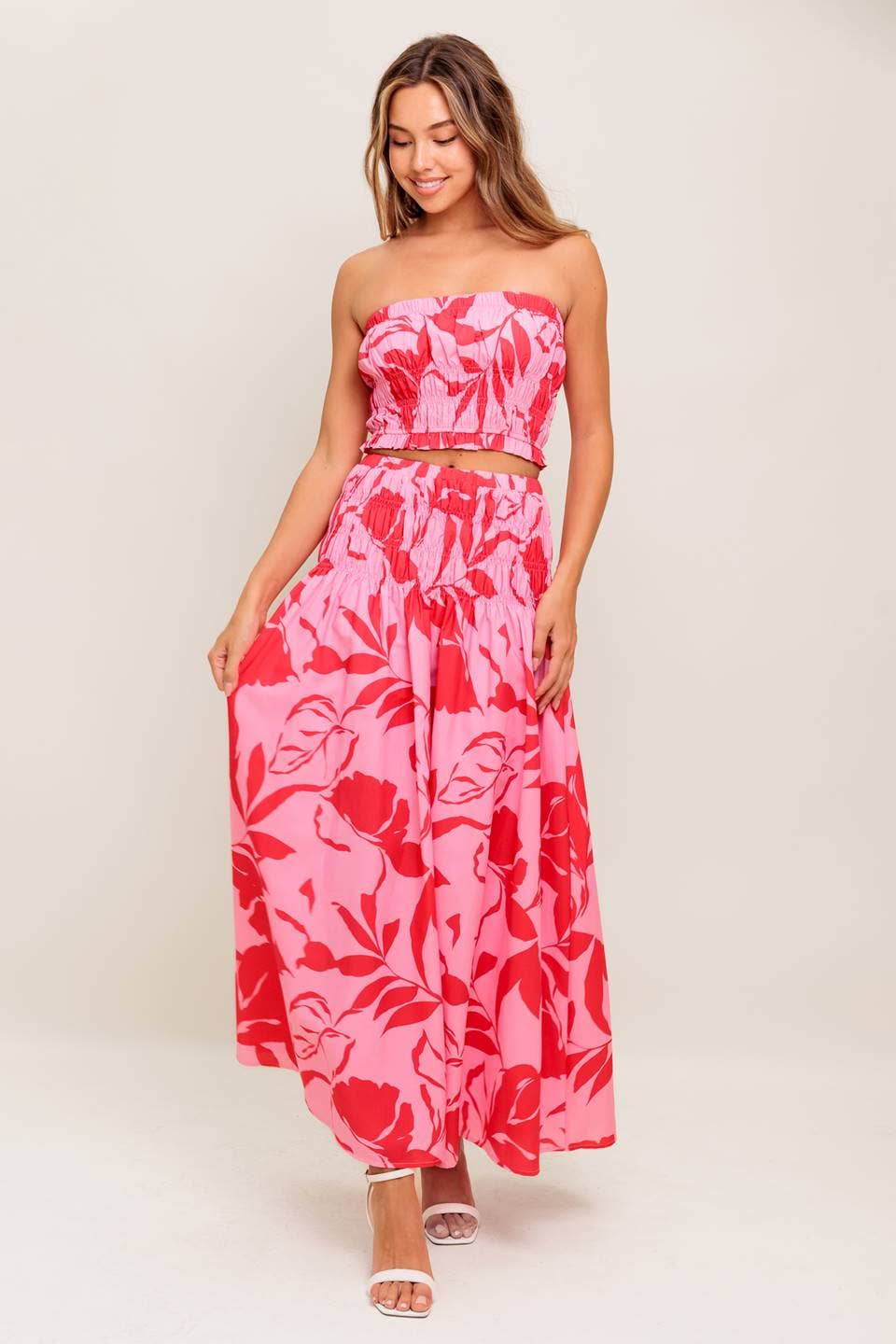 A printed woven top and skirt set - IT13677-SET