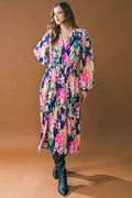 A printed woven plisse midi dress - ID20450