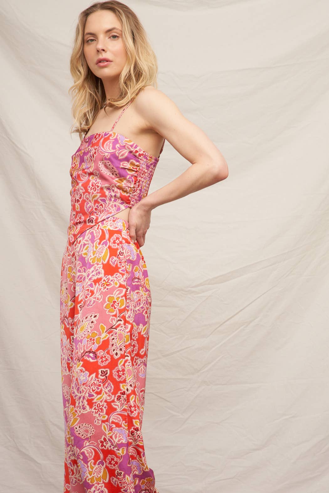 Floral Print Satin Pants