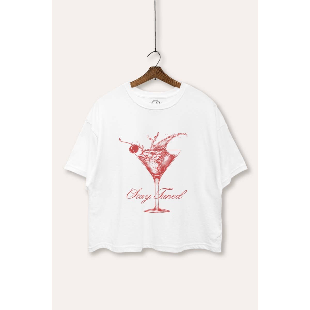 Cocktail Glass Splash Graphic Boxy Crop Top