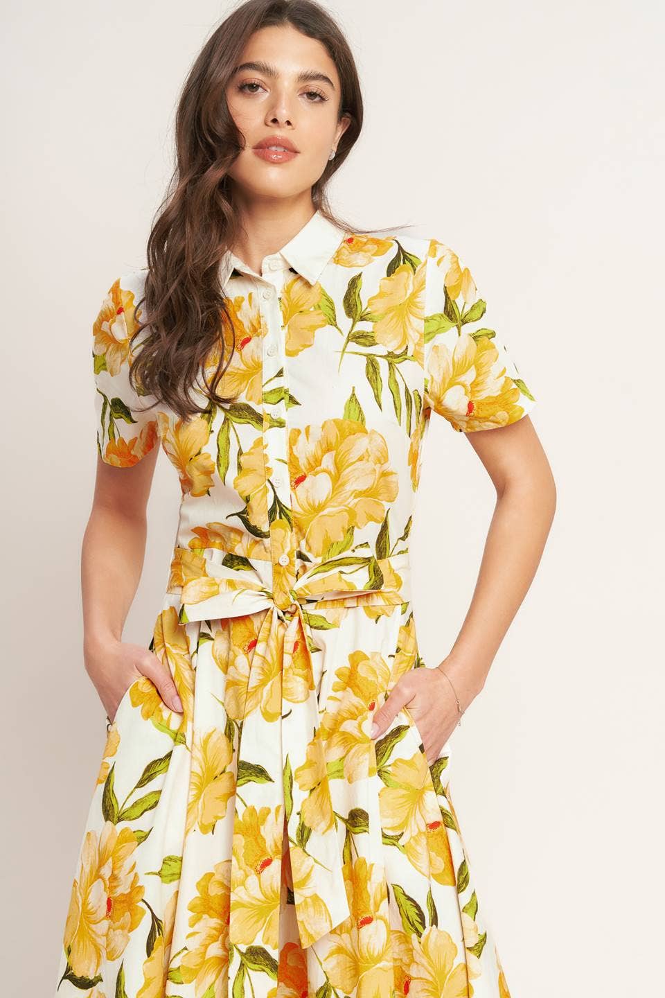 A printed woven midi dress - ID23261