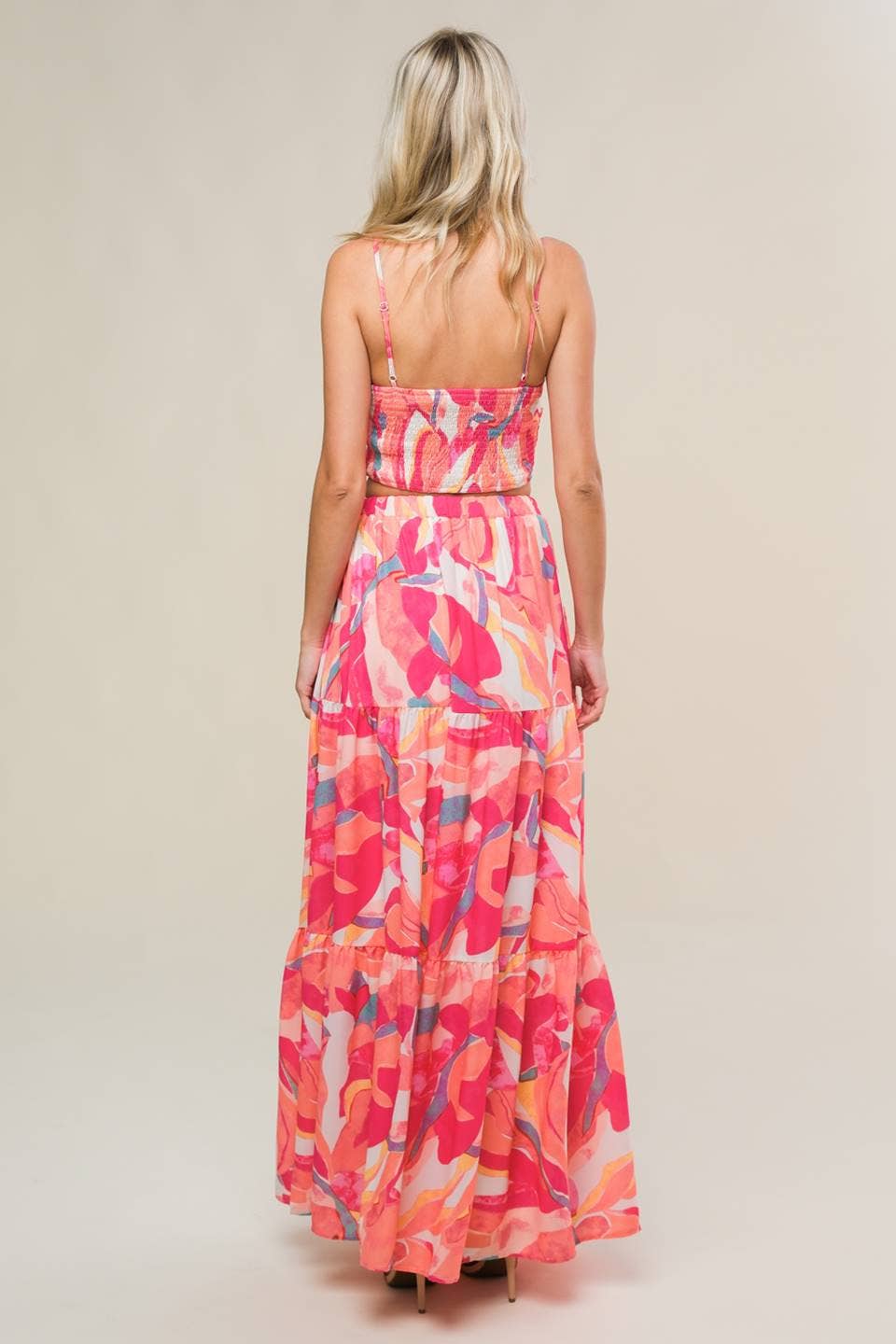 A printed woven top and skirt set -IT13092-SET