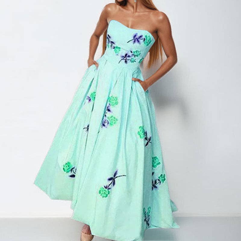 Elegant Floral Print High-Waist Maxi Dress for Women