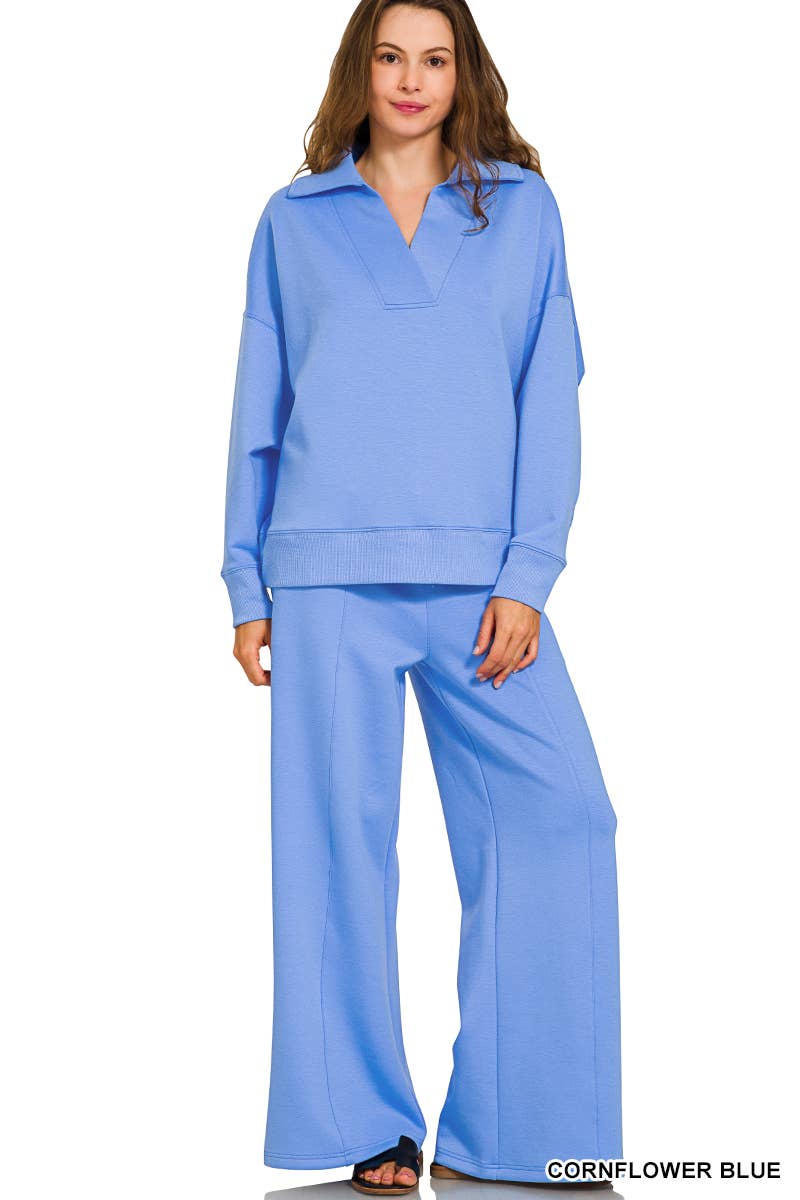 Scuba Collared Pullover & Pants Set SI-29801 Zenana