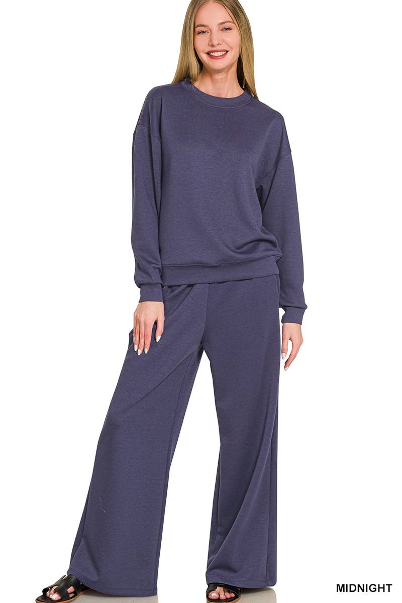 Scuba Crewneck Pullover & Pants 2 Piece Set - Zenana
