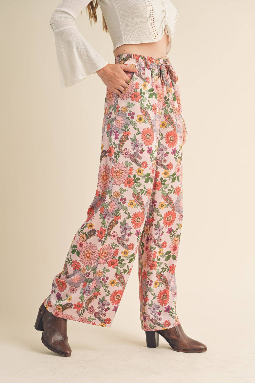 EXCLUSIVE PRINT HIGH RISE SATIN PANTS MP2709