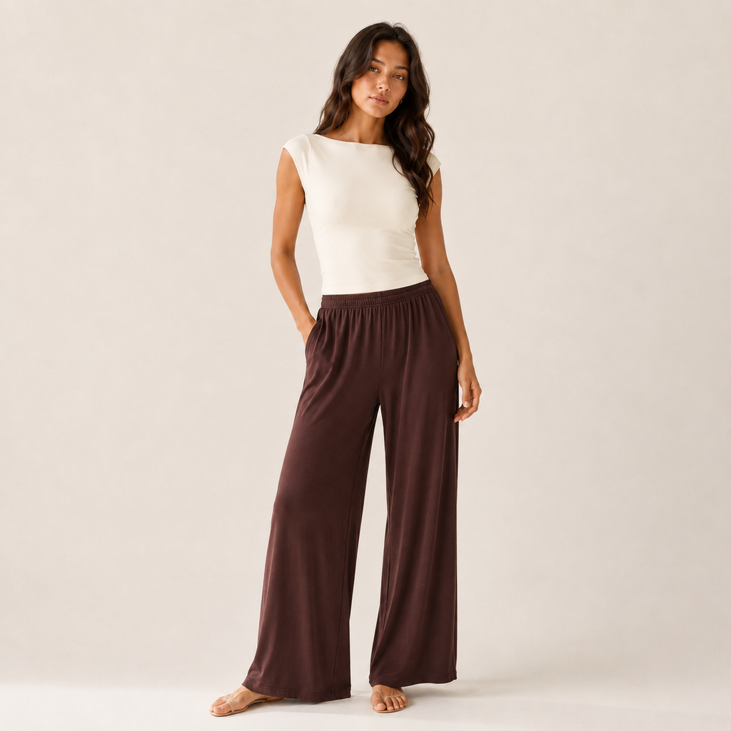 Women’s Wide Straight Leg Pants with Pockets, Soft Flowing pants