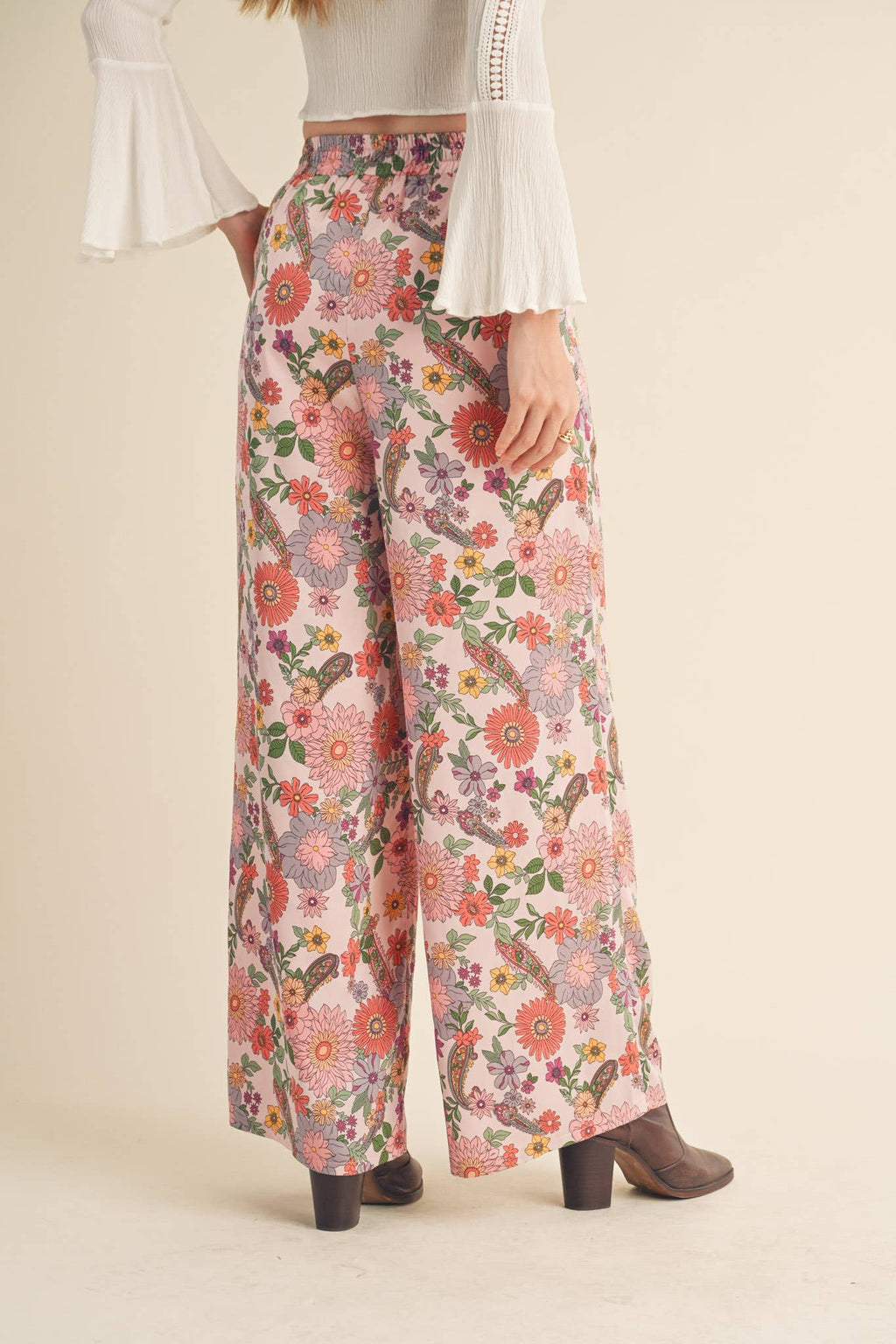 EXCLUSIVE PRINT HIGH RISE SATIN PANTS MP2709