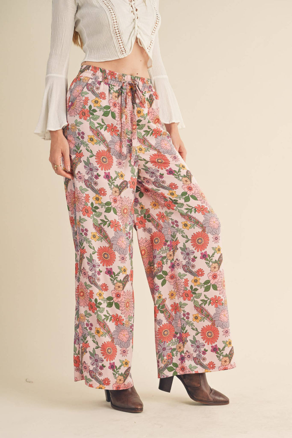EXCLUSIVE PRINT HIGH RISE SATIN PANTS MP2709