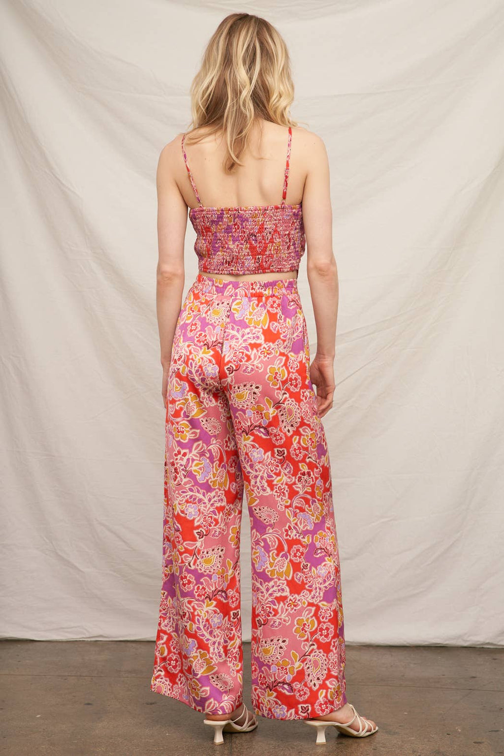 Floral Print Satin Pants