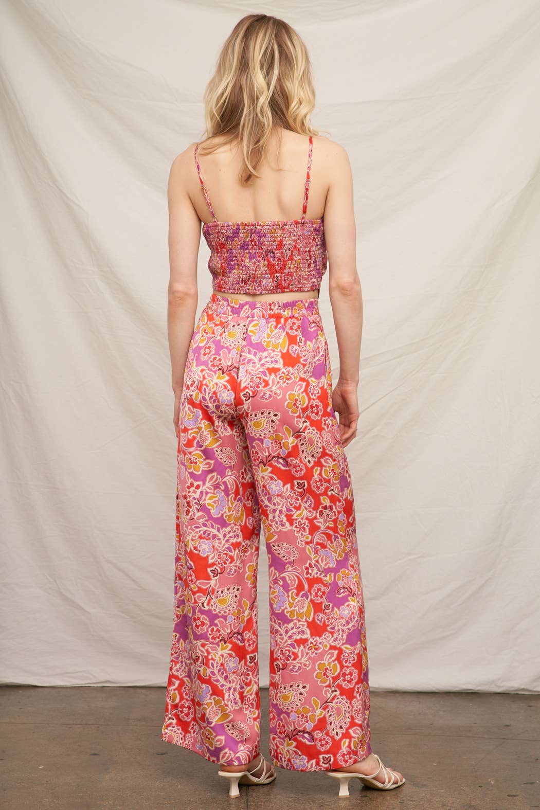 Floral Print Satin Pants