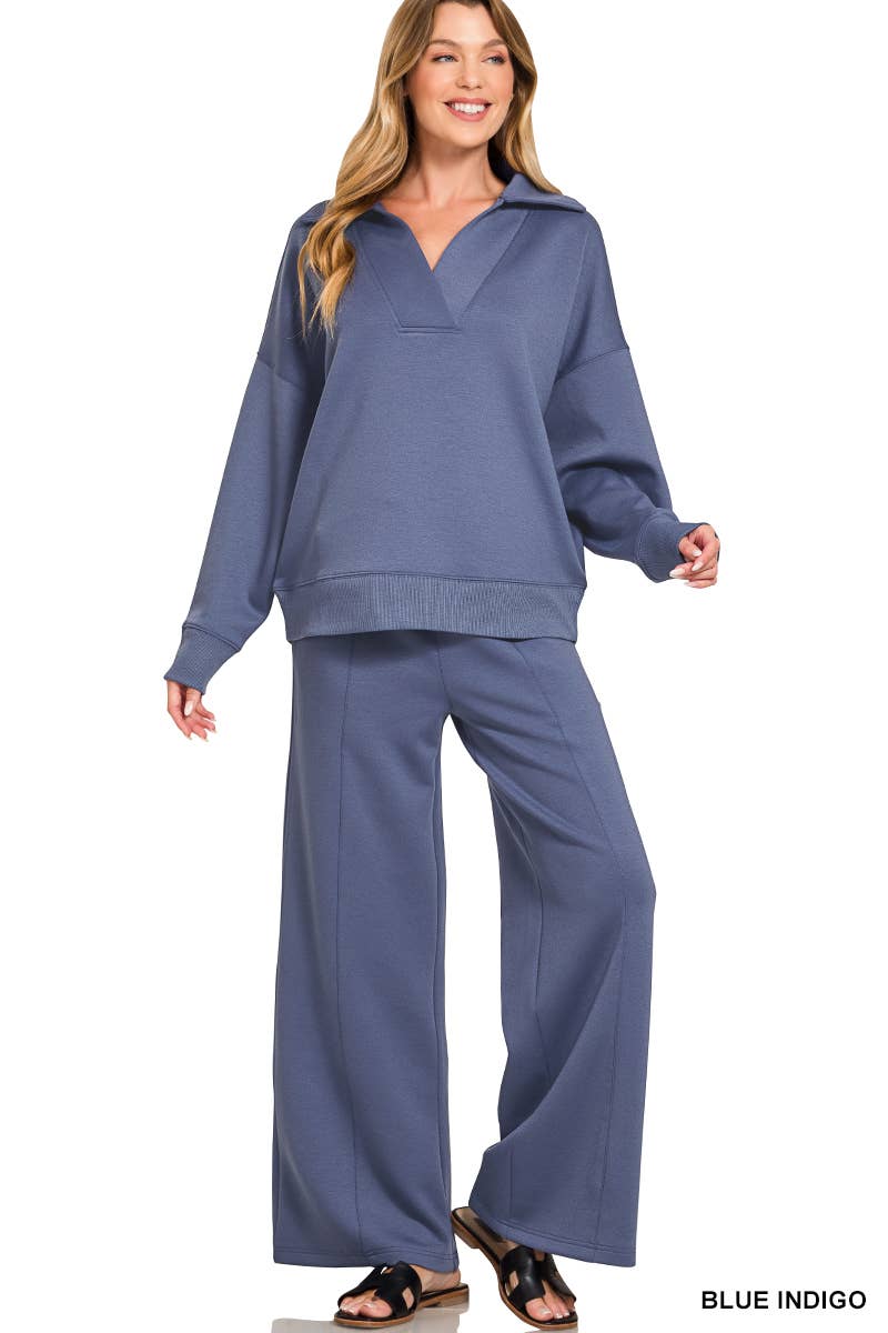 Scuba Collared Pullover & Pants Set SI-29801 Zenana
