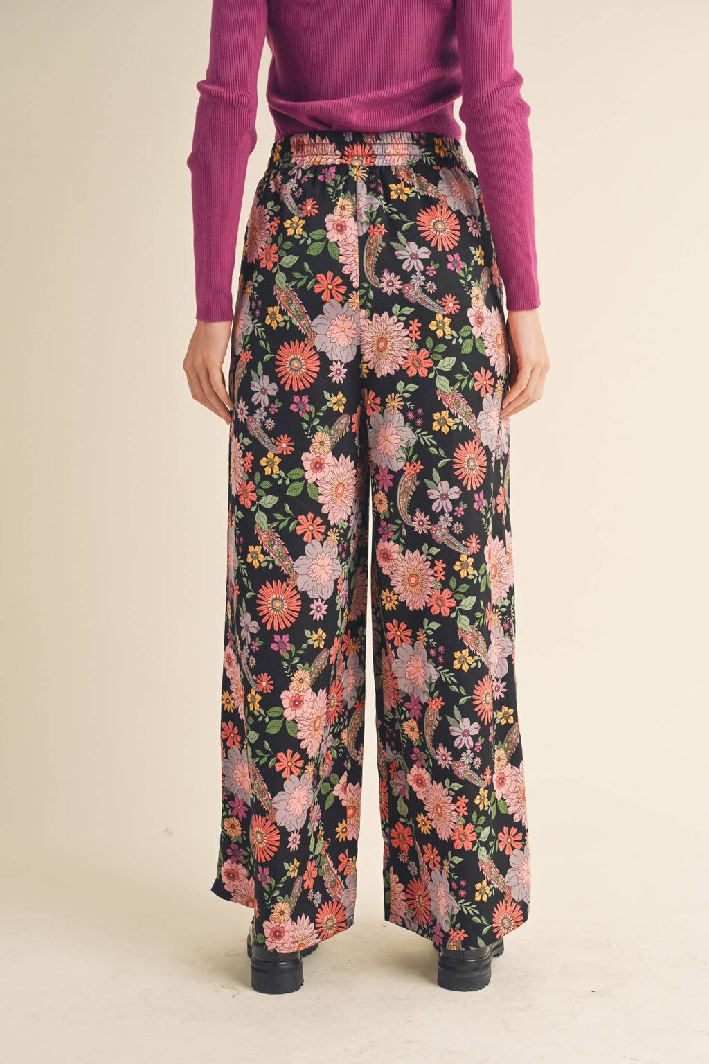EXCLUSIVE PRINT HIGH RISE SATIN PANTS MP2709