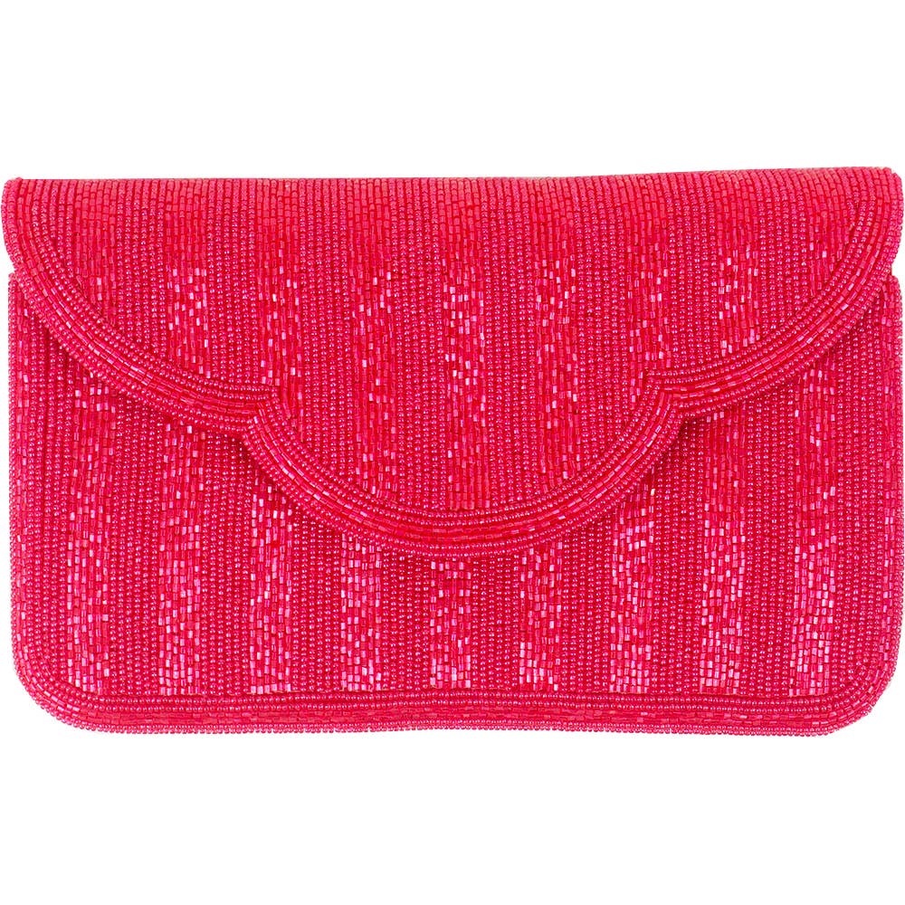 RHUBARB BEADED CLUTCH