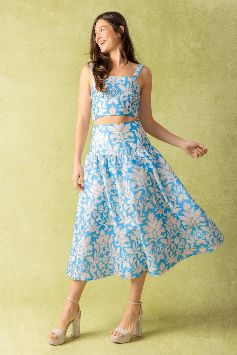 A printed woven top and skirt set - IT13545-SET