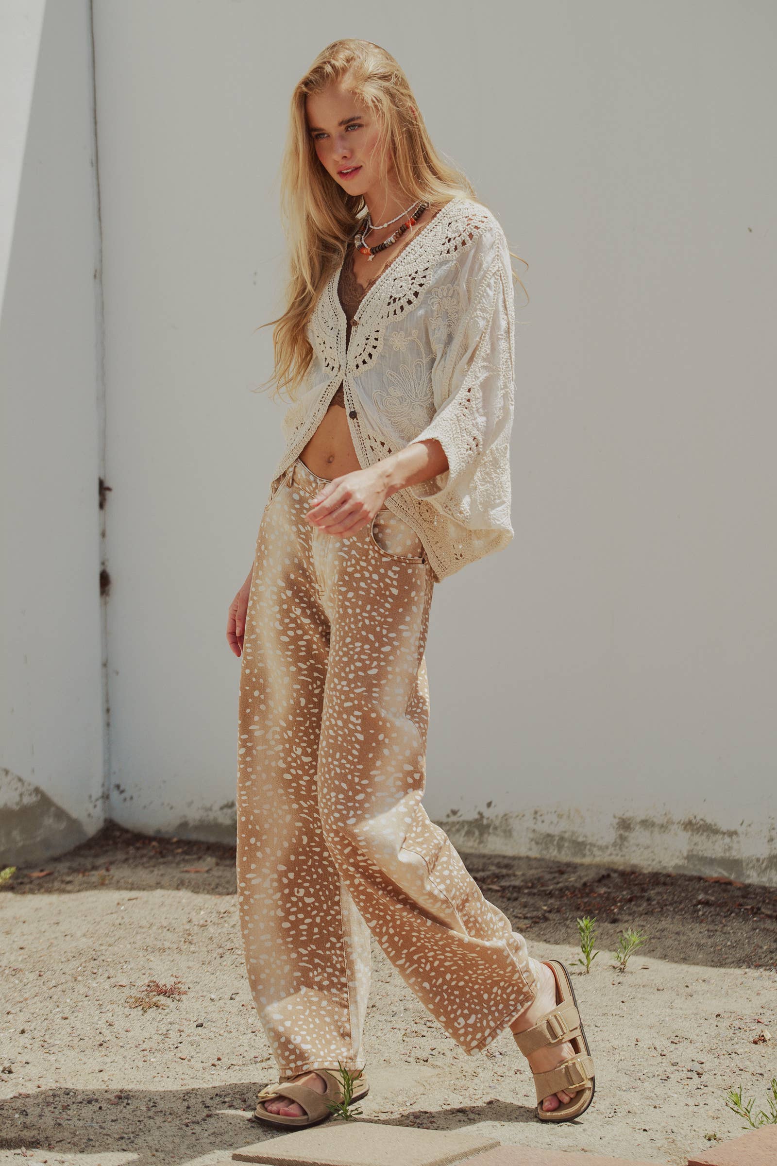 Floral Embroidered Lace Button Front Top