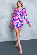 A printed satin mini dress