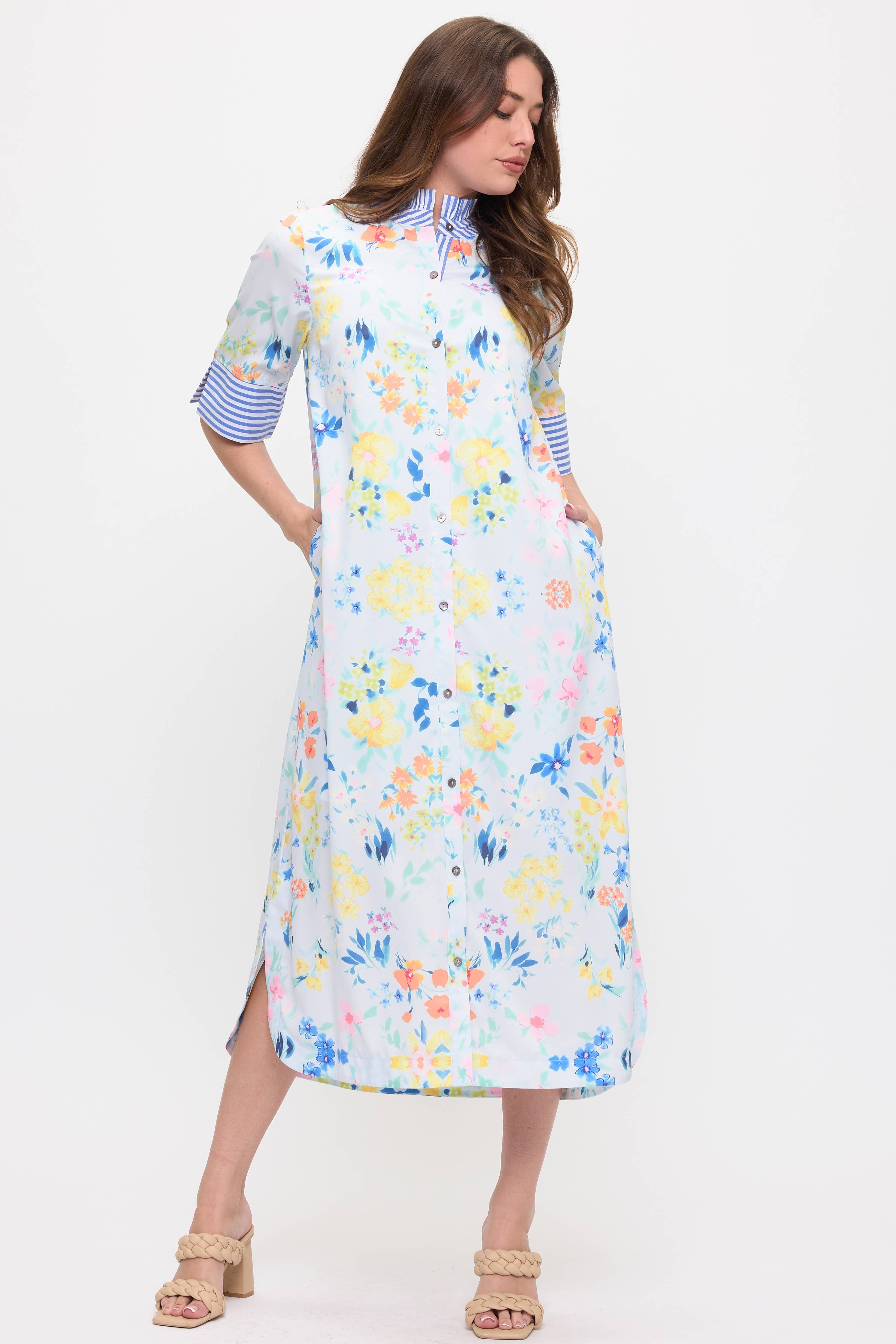 Floral Shirt Midi Dress
