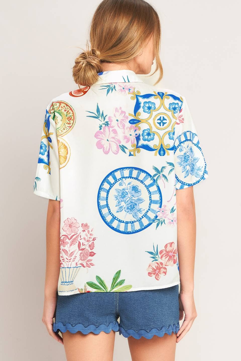 A printed woven top - IT13993B