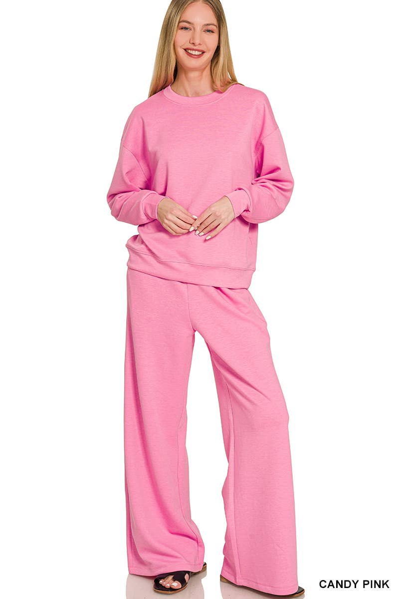 Scuba Crewneck Pullover & Pants 2 Piece Set - Zenana