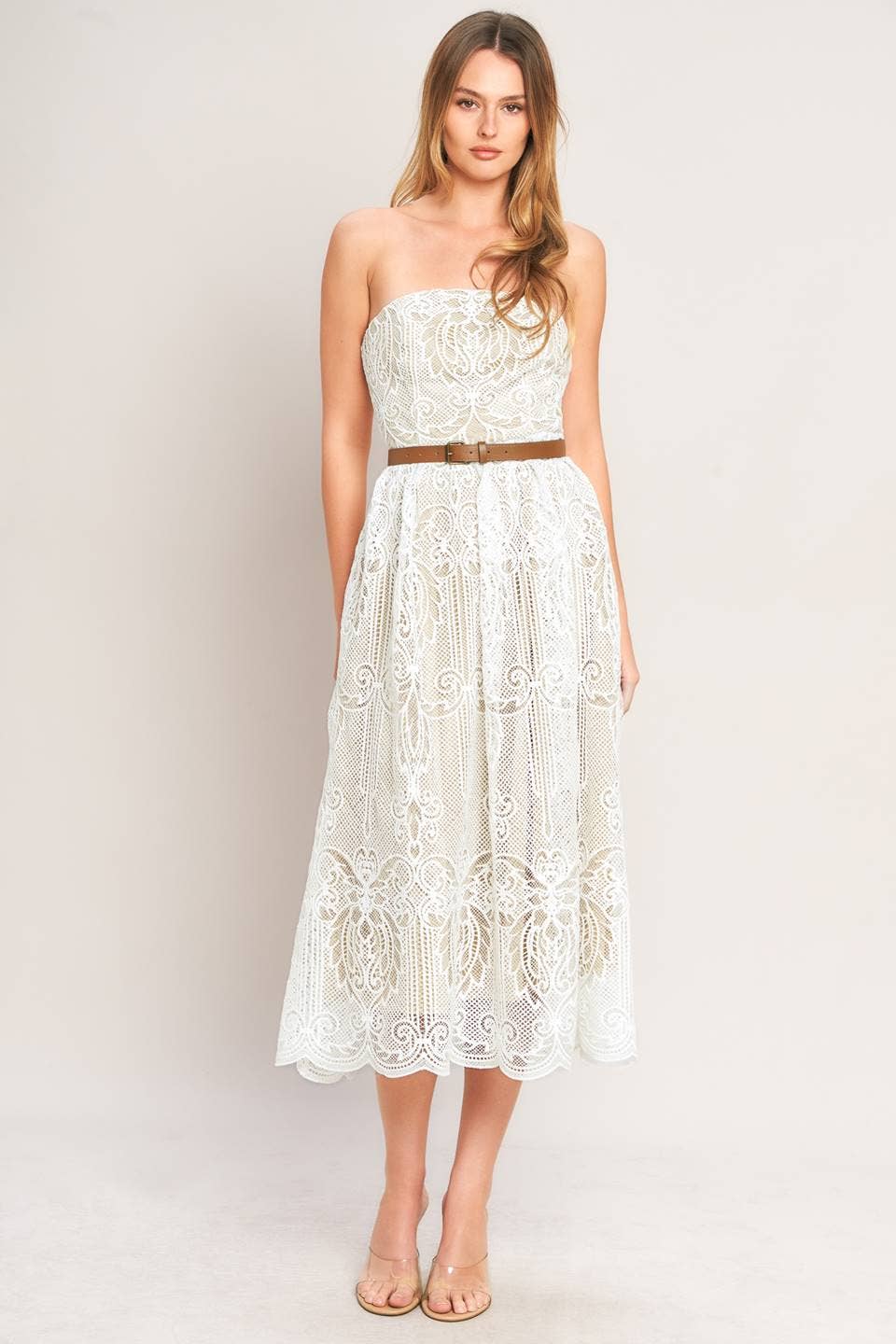 A woven lace midi dress - ID23640