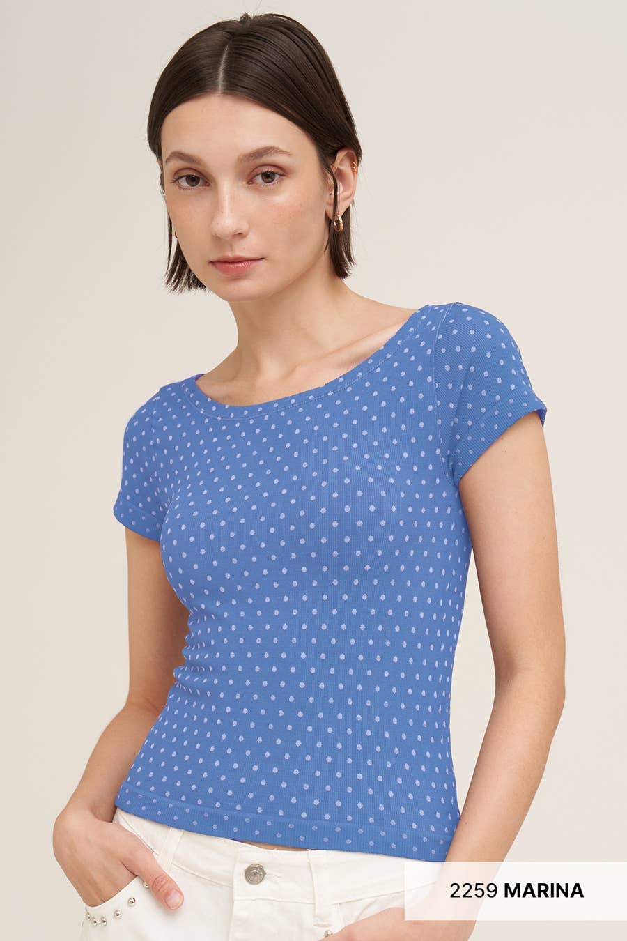 NS8588 -  Reversible Polka Dot Strap SS Top
